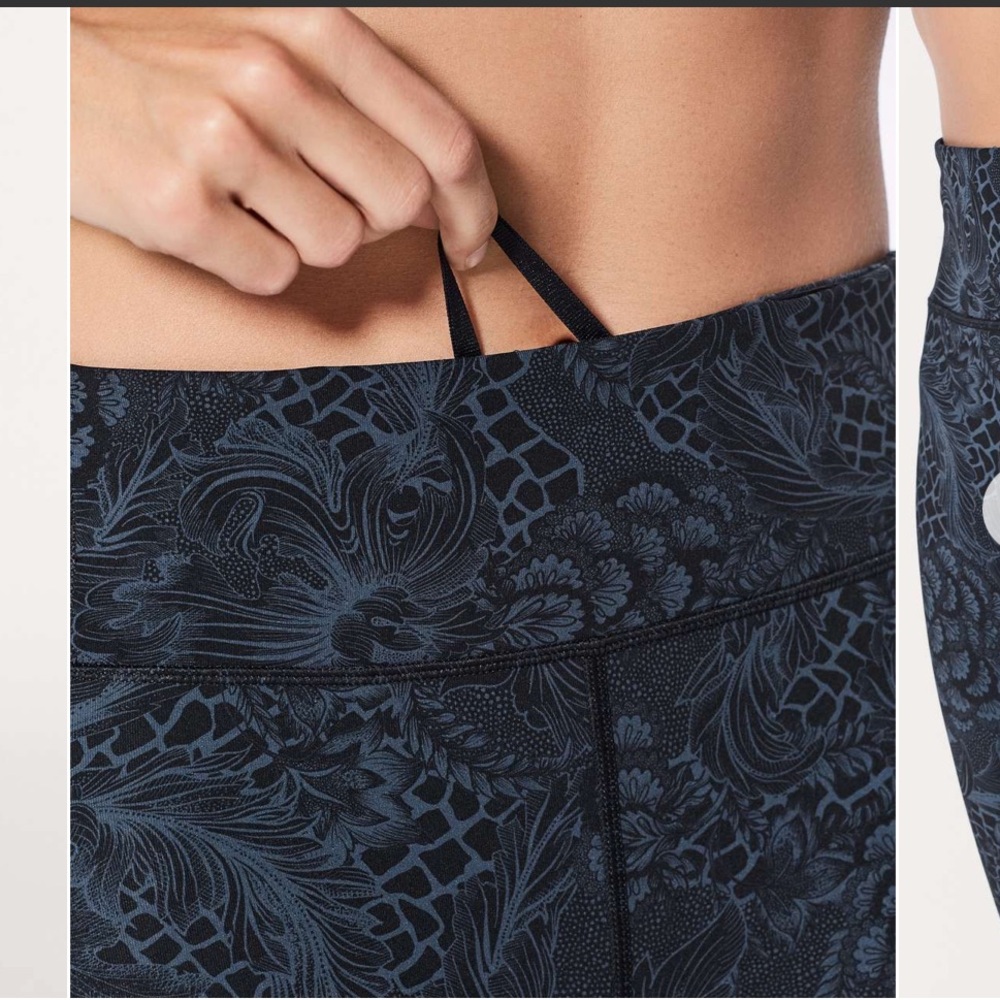 Women's Black Patterned Leggings - Picture 6 of 16